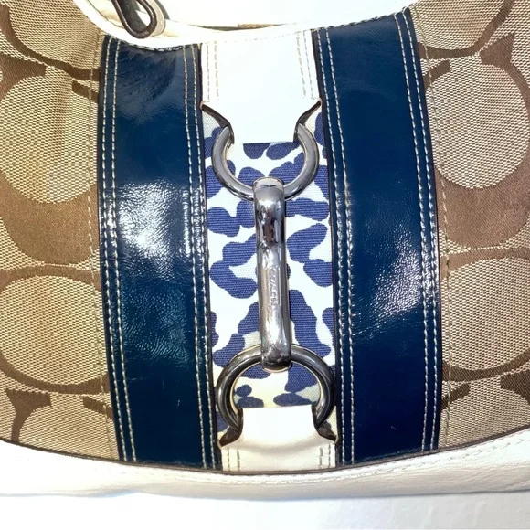 Coach Signature Jacquard Shoulder Bag F10993 | Leather Trim | Authentic - Picture 2 of 10